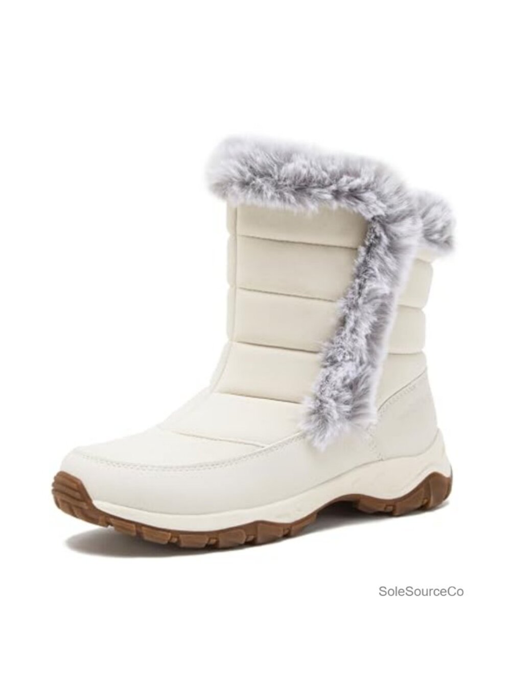 Lands End Women's Insulated Waterproof Slip On Winter Snow Boots Faux Fur Trim